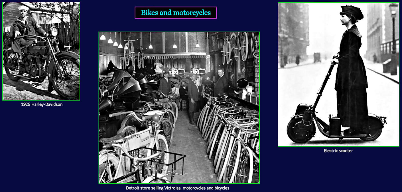 Bicycles and motorcycles, 1920s